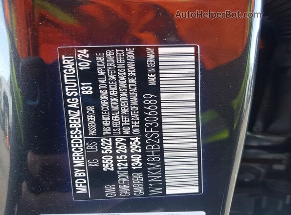 W1NKM8HB2SF306689 2025 MERCEDES-BENZ GLC-CLASS Black Widok naklejki z numerem VIN