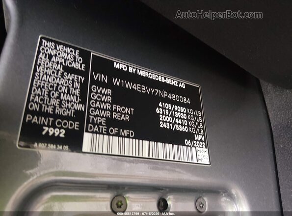 W1W4EBVY7NP480084 2022 MERCEDES-BENZ SPRINTER Серый Вид подкапотного пространства