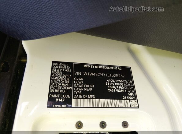 W1W4ECHY1LT025267 2020 MERCEDES-BENZ SPRINTER White Շարժիչի բաժամունքի տեսք