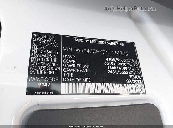 W1Y4ECHY7NT114738 2022 MERCEDES-BENZ SPRINTER Черный Вид подкапотного пространства