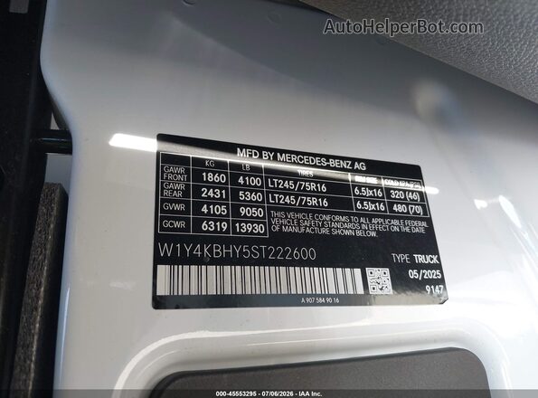 W1Y4KBHY5ST222600 2025 MERCEDES-BENZ SPRINTER White Շարժիչի բաժամունքի տեսք
