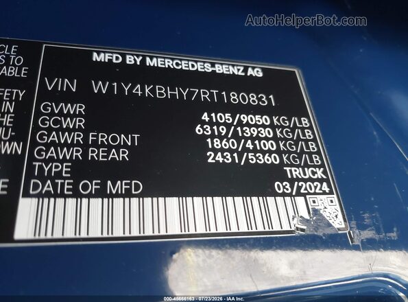 W1Y4KBHY7RT180831 2024 MERCEDES-BENZ SPRINTER Blue Vista del compartimento del motor