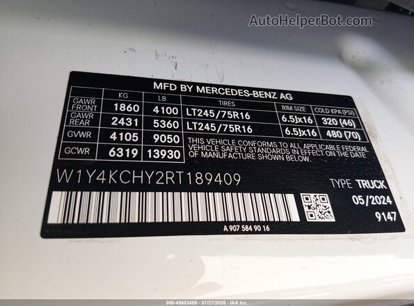 W1Y4KCHY2RT189409 2024 MERCEDES-BENZ SPRINTER White Engine compartment view