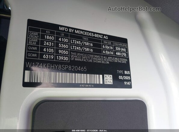 W1Z4KFHY8SP820465 2025 MERCEDES-BENZ SPRINTER White Widok komory silnika