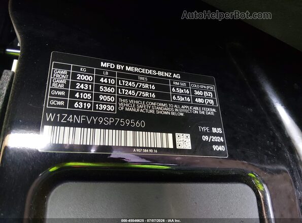 W1Z4NFVY9SP759560 2025 MERCEDES-BENZ SPRINTER Черный Вид подкапотного пространства