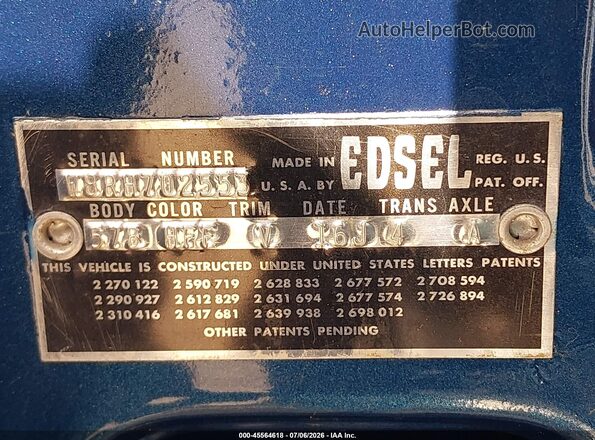 W8RH702553 1970 EDSEL PACER Синий Вид подкапотного пространства