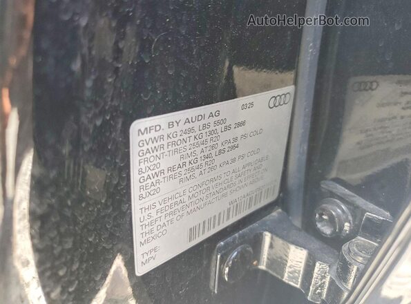 WA12AAGU0S2015328 2025 AUDI Q5 Black VIN კოდის სტიკერის ხედი