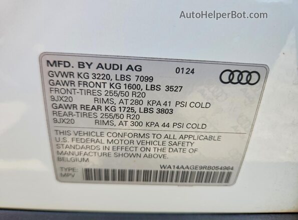 WA14AAGE9RB054964 2024 AUDI Q8 White Widok komory silnika