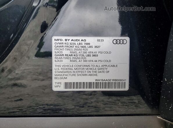 WA15AAGE1RB006041 2024 AUDI Q8 Black VIN კოდის სტიკერის ხედი