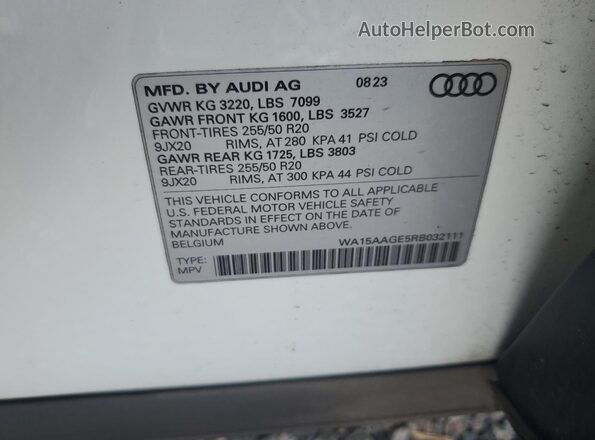 WA15AAGE5RB032111 2024 AUDI Q8 Белый Вид наклейки с VIN-кодом