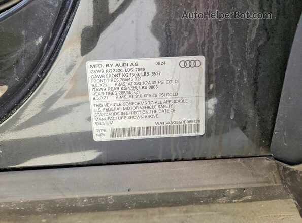 WA15AAGE5RB065478 2024 AUDI Q8 Burn Widok naklejki z numerem VIN