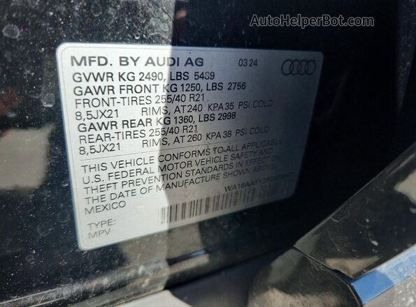 WA16AAFY2R2076857 2024 AUDI Q5 Black Engine compartment view