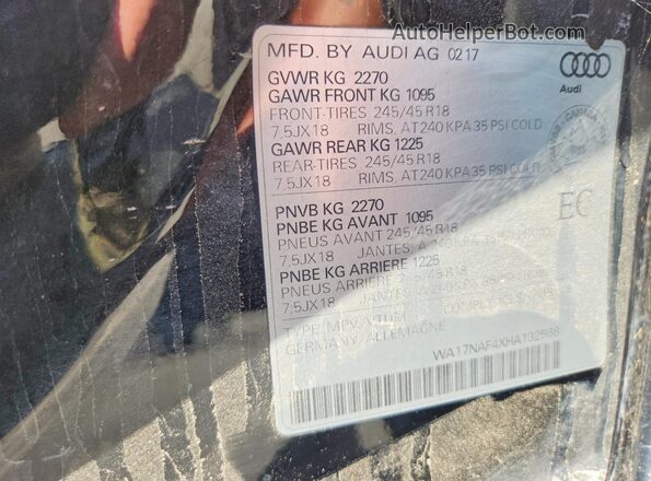 WA17NAF4XHA132568 2017 AUDI A4 Black Շարժիչի բաժամունքի տեսք