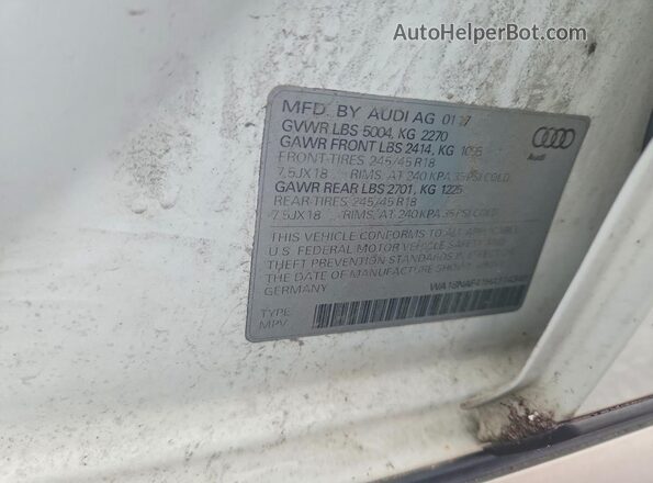 WA18NAF41HA114349 2017 AUDI A4 White VIN კოდის სტიკერის ხედი
