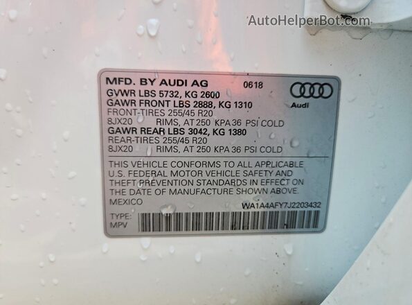WA1A4AFY7J2203432 2018 AUDI SQ5 White Панорамний вид салону 360°