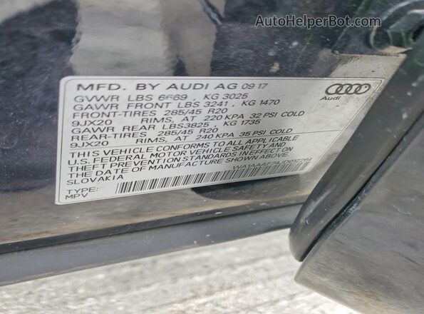 WA1AAAF74JD012264 2018 AUDI Q7 Black VIN sticker view
