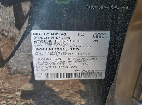 WA1AAAGEXMB015215 2021 AUDI E-TRON Gray Вид наклейки з VIN-кодом