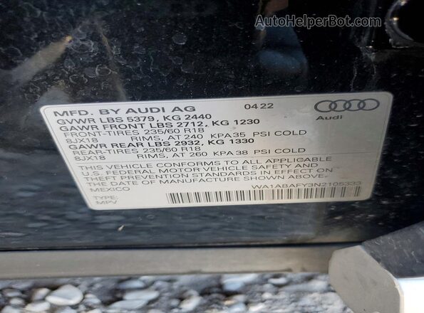 WA1ABAFY3N2105333 2022 AUDI Q5 Черный Вид подкапотного пространства