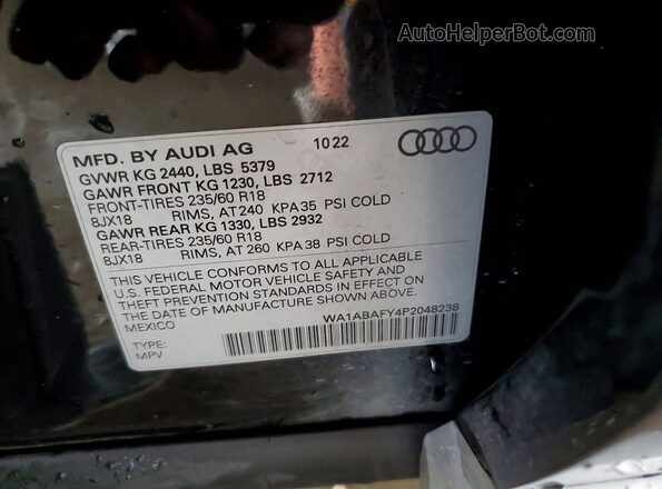 WA1ABAFY4P2048238 2023 AUDI Q5 Black Widok wnętrza 360 stopni