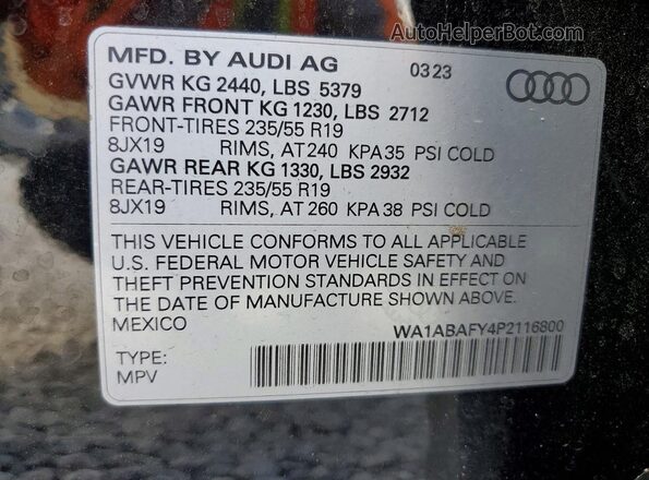 WA1ABAFY4P2116800 2023 AUDI Q5 Black ძრავის განყოფილების ხედი