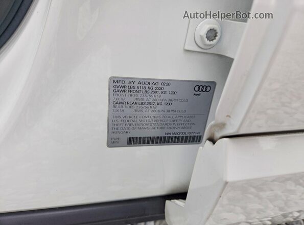 WA1AECF33L1077141 2020 AUDI Q3 White Շարժիչի բաժամունքի տեսք