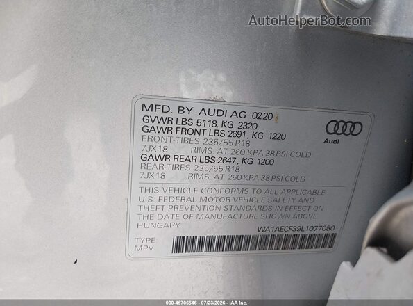 WA1AECF39L1077080 2020 AUDI Q3 Silver Շարժիչի բաժամունքի տեսք
