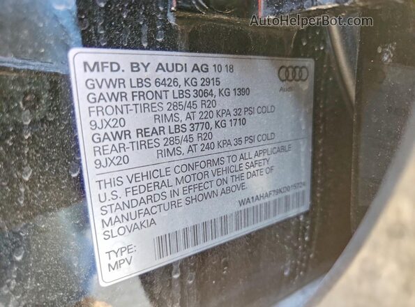 WA1AHAF79KD015724 2019 AUDI Q7 Black Панорамний вид салону 360°