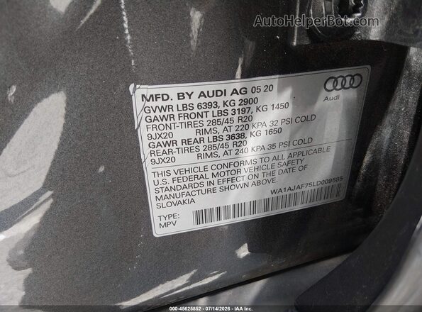 WA1AJAF75LD009585 2020 AUDI Q7 Серый Вид подкапотного пространства