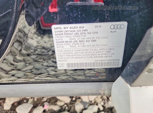 WA1ANAFY0K2084685 2019 AUDI Q5 Black Vista del compartimento del motor