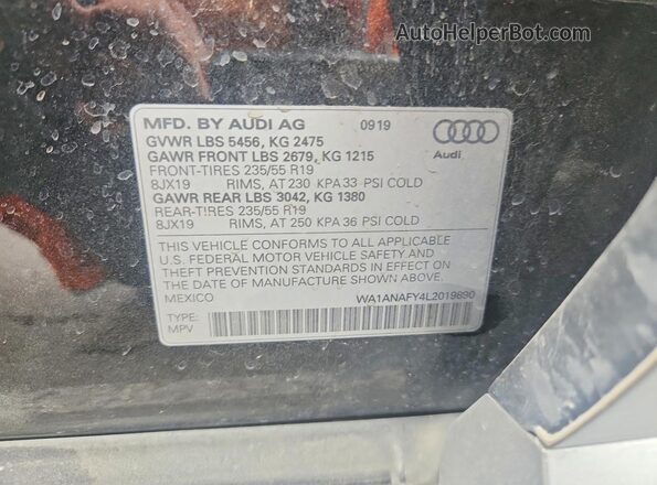 WA1ANAFY4L2019890 2020 AUDI Q5 Black Вид підкапотного простору