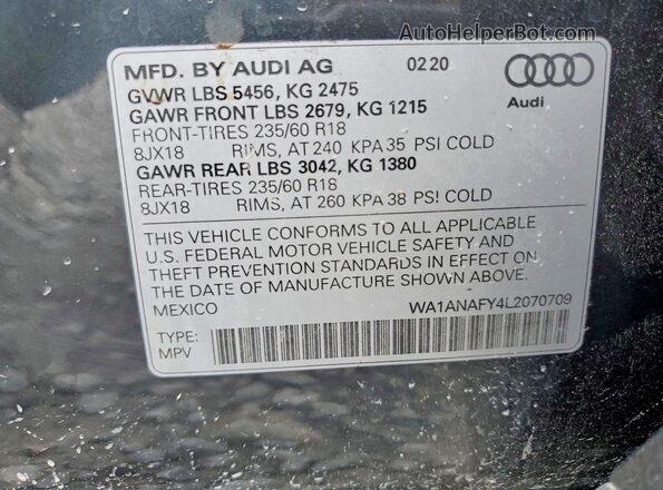 WA1ANAFY4L2070709 2020 AUDI Q5 Silver სალონის 360-გრადუსიანი ხედი
