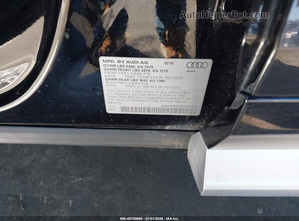 WA1ANAFY6J2141504 2018 AUDI Q5 Black Engine compartment view