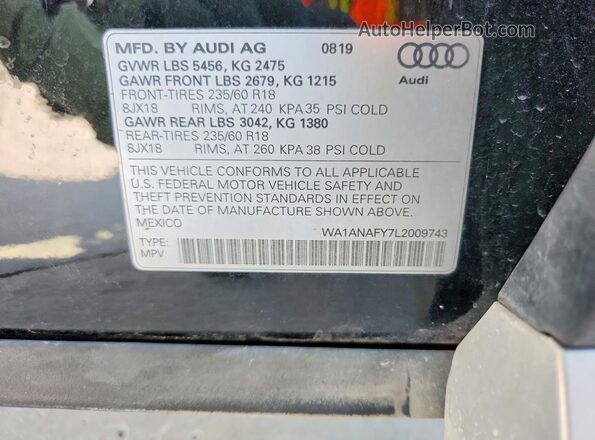 WA1ANAFY7L2009743 2020 AUDI Q5 Charcoal Engine compartment view