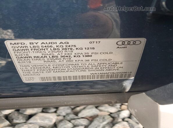 WA1ANAFY9J2029618 2018 AUDI Q5 Синий Вид подкапотного пространства