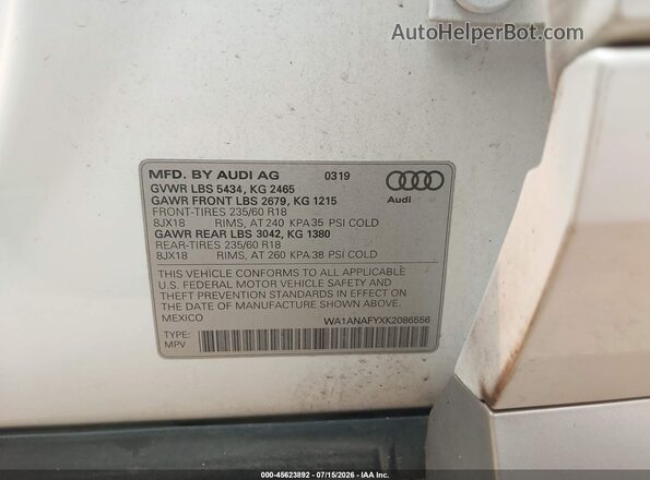 WA1ANAFYXK2086556 2019 AUDI Q5 White Engine compartment view