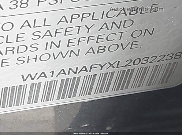 WA1ANAFYXL2032238 2020 AUDI Q5 Gray Вид підкапотного простору