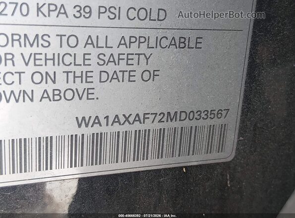 WA1AXAF72MD033567 2021 AUDI Q7 Black Engine compartment view