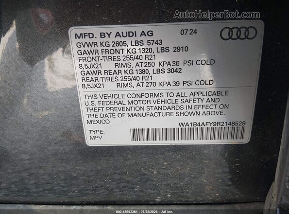 WA1B4AFY9R2148529 2024 AUDI SQ5 Gray Շարժիչի բաժամունքի տեսք