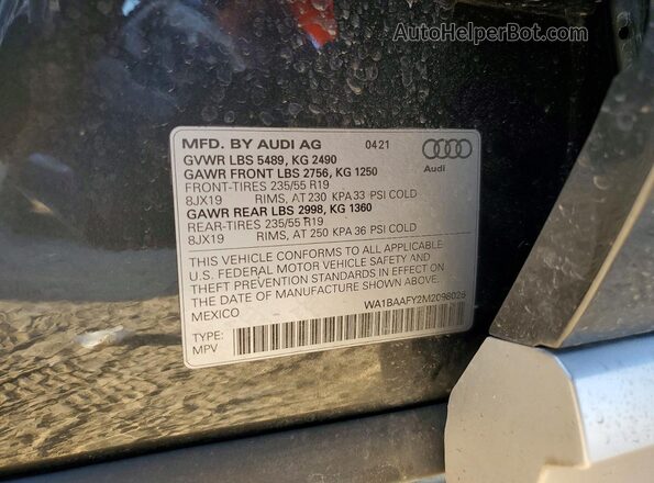 WA1BAAFY2M2098025 2021 AUDI Q5 Black VIN sticker view