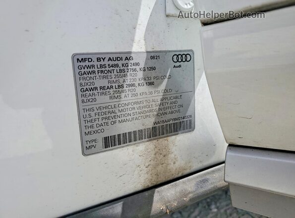 WA1BAAFY8M2140326 2021 AUDI Q5 White Սալոնի 360 աստիճան տեսք