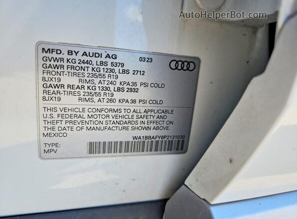 WA1BBAFY6P2131030 2023 AUDI Q5 Белый Вид подкапотного пространства