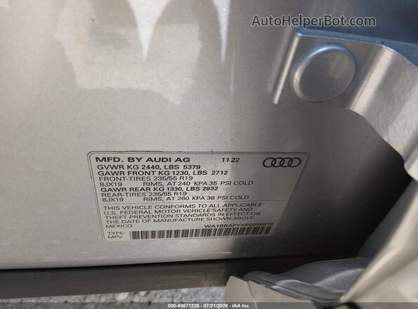 WA1BBAFYXP2056879 2023 AUDI Q5 Silver ძრავის განყოფილების ხედი
