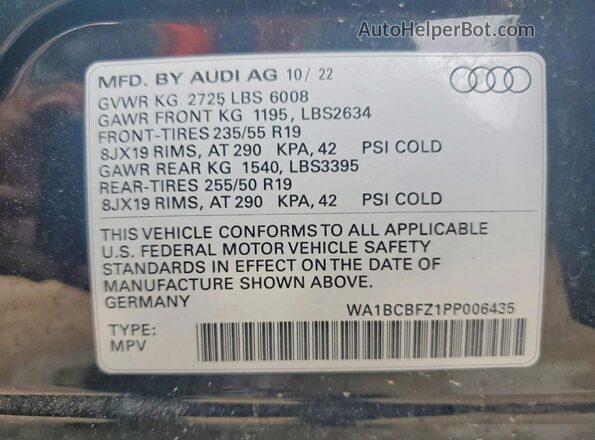 WA1BCBFZ1PP006435 2023 AUDI Q4 Black სალონის 360-გრადუსიანი ხედი