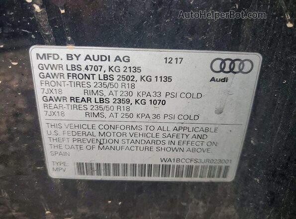 WA1BCCFS3JR023001 2018 AUDI Q3 Черный Вид подкапотного пространства