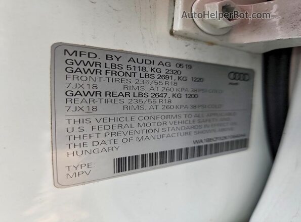 WA1BECF32K1064044 2019 AUDI Q3 White Շարժիչի բաժամունքի տեսք