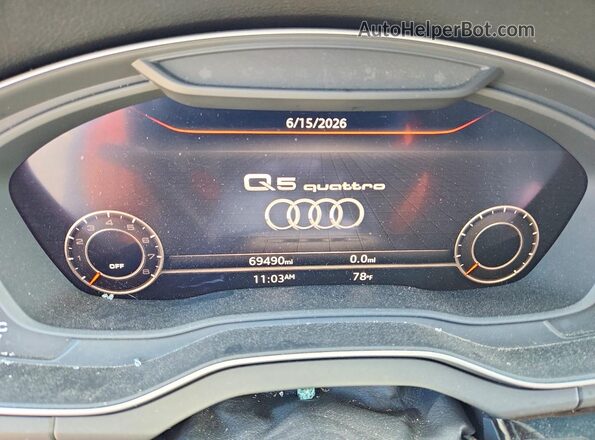 WA1BNAFY4L2102997 2020 AUDI Q5 White Вид щитка приладів