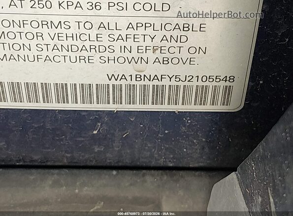 WA1BNAFY5J2105548 2018 AUDI Q5 Blue Widok komory silnika