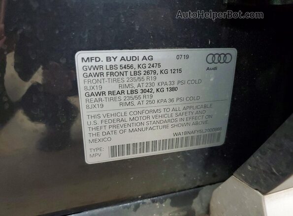WA1BNAFY5L2000866 2020 AUDI Q5 Gray VIN sticker view