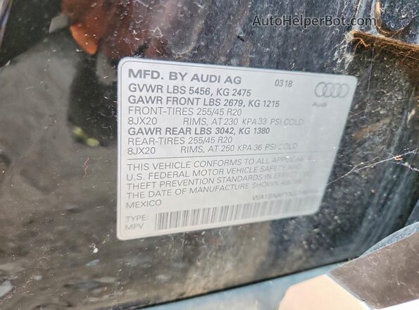 WA1BNAFYXJ2148394 2018 AUDI Q5 Black ძრავის განყოფილების ხედი