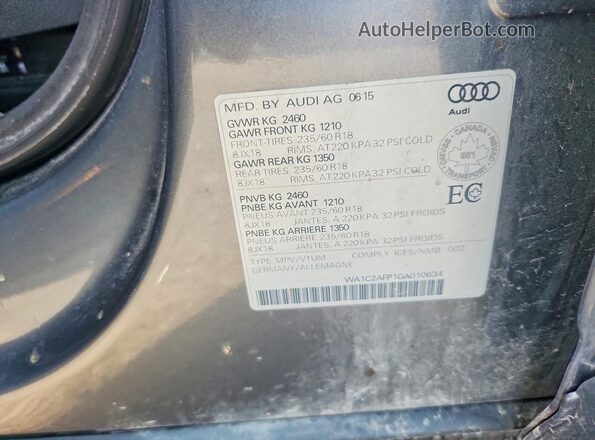 WA1C2AFP1GA010634 2016 AUDI Q5 Gray ძრავის განყოფილების ხედი